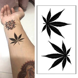 Lianfudai 1pcs Waterproof Temporary Tattoo Sticker Black Maple Leaf Fake Tattoo for Women Men Body Art Shoulders Neck Arms Tatoo