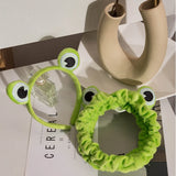 Lianfudai Funny Frog Makeup Headband Wide-brimmed Elastic Hairbands Cute Girls Hair Bands Women Hair Accessories Girls Hairband