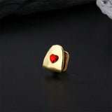 Lianfudai Hip Hop Cubic Zircon Heart Red Heart Teeth Grillz Gold Plated Caps Charm Dental Grills For Men Women Jewelry Gift