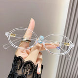 Lianfudai Anti Blue Light Oval Myopia Glasses Retro Small Frame Transparent Prescription Glasses Men Ultralight Clear Nearsight Eyewear