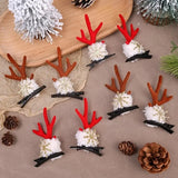 Lianfudai Christmas Elk Ear Hairpins Women Girls Kids Cute Antler Hair Clips Barrettes New Year Festival Party Headwear Hair Accessories