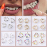 Lianfudai 3/4pcs Dental Tooth Gems Strass Dentaire Beauty Diamond Teeth Gems Various Shapes Teeth Steel Denture Acrylic Teeth Decoration