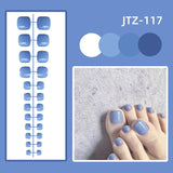 Lianfudai 24P Acrylic Toenails Tips Bright Faced Press On Nails Art Removable Fake Toenails With Glue Full Cover Artificial Toe False Nail