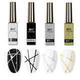 Lianfudai Nail Liner Gel Drawing Line Paint Gel Nail Polish 4 Colors Black White Gold Silver Glitter UV Painting Gel Varnish Nail Art