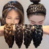 Lianfudai Wig Braided Headbands for Women Fishbone Wide Twist Hairbands Handmade Head Hoop Hair Bands Styling Headwear Accessories Gift