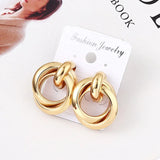 Lianfudai Hiphop Exaggerated Irregular Metal Dangle Earrings Spiral Twist Knot Geometry Round Smooth Rock Ear Brincos Jewelry Gift