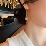 Lianfudai Korea hot fashion jewelry luxury zircon hollow flower long earline earrings elegant women's party accessories