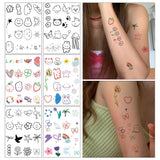 Lianfudai 6pcs New Cartoon Pattern Colored Flower Heart Temporary Tattoo Stickers Waterproof Magic Tattoo Disposable Tattoo Stickers