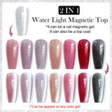 Lianfudai  7ML 2 IN 1 Water Light Cat Magnetic Top Coat Sparkling Glass Bead Magnetic Gel Nail Polish Semi Permanent UV Gel Polish