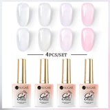 Lianfudai 15ml Jelly Nude Pink Gel Nail Polish Set Milky White Sheer Crystal Natural Translucent Soak Off Gel Polish 8/6/4PCS Kit