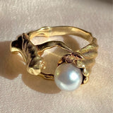 Lianfudai Ins Stainless Steel 18-K Gold Plated Hug Ring Vintage Hug Baroque Pearl Rings For Women Girls Fashion Jewelry Gift