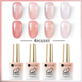 Lianfudai 15ml Jelly Nude Pink Gel Nail Polish Set Milky White Sheer Crystal Natural Translucent Soak Off Gel Polish 8/6/4PCS Kit