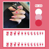 Lianfudai 24p Artifical Fake Nails Full Coverage False Nails White Clouds French Long Wearing Reusable Nail Coffin Ballerina Press on Nail