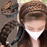 Lianfudai Wig Braided Headbands for Women Fishbone Wide Twist Hairbands Handmade Head Hoop Hair Bands Styling Headwear Accessories Gift