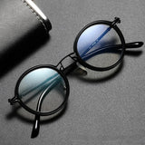 Lianfudai Vintage Round Metal Frame Anti Blue Light Blocking Glasses Women Men Fashion Optical Eyewear Reading Computer Eyeglasses