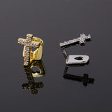 Lianfudai Small Cross Iced Out Teeth Grillz Hip Hop Top & Bottom Grills Dental Mouth Punk Teeth Caps Cosplay Party