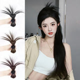 Lianfudai Women Half-tie Hair Claw Feather Shuttlecock Head Lazy Meatball Head Crab Clip Wig Catch Clip High Ponytail Hair Accessories