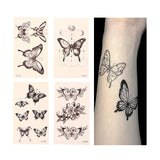 Lianfudai Waterproof Temporary Tattoo Sticker Black Rose Butterfly Flash Tattoos Totem Line Body Art Hand Fake Tatoos Women Men