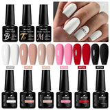 Lianfudai 6Pcs/Set Nude Color Gel Nail Polish Set Kit Spring 6 Colors UV LED Nail Art Gel Vernis Semi Permanent Base Top Coat