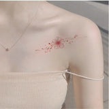 Lianfudai Sakura Temporary Tattoo for Women Clavicle Shoulder Art Flower Tattoo Stickers Japanese Pink Cartoon Fake Floral Sticker