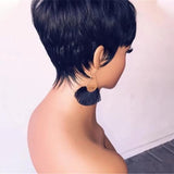 Lianfudai Short Bob Wig Human Hair Short Pixie Cut Wigs for Black Women Human Hair None Lace Front Wig with Bangs Layered Full Machine Mad