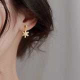 Lianfudai New Red Bow Knot Snowflakes Drop Earring for Women Christmas Santa Claus Snowman Earrings Girls Xmas Jewelry Gifts