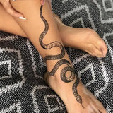 Lianfudai Black Snake Temporary Tattoo Stickers for Women Men Body Waist Lating Waterproof Fake Tattoo Dark Wine Big Size Snake Tattoo New