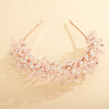 Lianfudai Luxury Pearl Crystal Bridal Crown Headpieces Handmade Party Wedding Hair Accessories Vintage Rhinestone Women Headband Tiaras