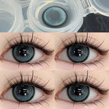 Lianfudai 2pcs High Quality Color Contact Lenses for Eyes with Diopter Myopia Eyes Soft Blue Lens Beauty Pupil Yearly Use Fast Shipping