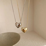 Lianfudai Gothic Heart Love Pendant Necklace for Women 2024 Korean Fashion Vintage Party Jewelry Birthday Gift Kpop One Piece Chain Choker