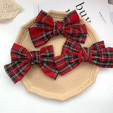 Lianfudai Fashion Red Bowknot Hair Clips Christmas Top Head Ponytail Hairpin Girls School Party Headwear Hairgrip Hair Accessories