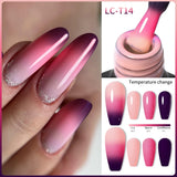 Lianfudai 7ML Auroras Thermal Gel Nail Polish Nude Dark Purple Glitter Gradient Temperature Color Changing Nail Art Gel Varnishes