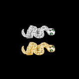 Lianfudai Niche Green Crystal Eye Snake Shape Teeth Grillz Hip Hop Tooth Caps Decor  For Women Men Jewelry Cosplay