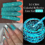 Lianfudai 5ML Colorful Reflective Glitter Liner Gel Polish Sparkling Painting Nail Polish Semi Permanent UV Gel Lines French Nail