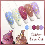 Lianfudai  SUGAR Blue Color Rubber Base Gel Nail Polish Gold Glitter Base Gel Top Coat Soak Off UV LED Gel Nail Art Varnish Manicure