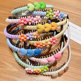 Lianfudai New Girl Headband Cute Love Heart Flower Toothed Hairbands Children Kids Lovely Hair Decorate Hair Hoops Fashion Hair Accessorie