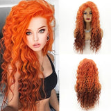 Lianfudai Long Fluffy Curly Wig for Women Ombre Orange Ginger Natural Wavy Hair Wig Ash Blonde Synthetic Loose Deep Wave Wig  Cosplay