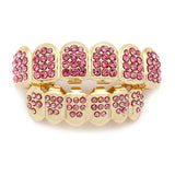 Lianfudai Fshion Hip Hop Gold Colour Iced Out CZ Teeth Grillz Top Bottom Men Women Jewelry Drop Ship