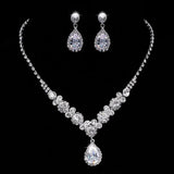 Lianfudai Imitation Moissanite Diamond Jewelry Set Explosion Flash Hot New Luxury Pendant Necklace Female Earrings Set