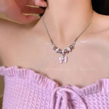 Lianfudai Love Heart Cross Pendant Necklace For Women Men Personality VintageThin Chain Choker Necklaces Jewelry