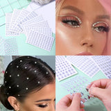 Lianfudai Clear Face Gems Self Adhesive Face Rhinestone Makeup Festival Crystal Hair Gems Suitable for Face Hair Eyes Cosmetics Nails Body