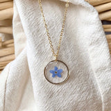 Lianfudai Forget-Me-Not-Necklace, Floral Necklace, Botanical Necklace, Botanical Necklace, Gift for Her