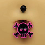 Lianfudai Skull Pink Rose Ombligo Piercing Punk Black Belly Button Ring Short Ghost Umbilical Navel Rings Body Piercing Jewelry