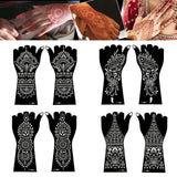 Lianfudai 2Pcs Hand Sleeve Temporary Tattoo Stencil Henna Lace Mandala Tattoo Spray Paint Templates Sheets Lotus Flowers Tattoo Sticker