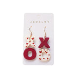 Lianfudai A Valentine's Day Acrylic New Earring XO Wine Red Color Collision Heart Print Versatile Daily Earring