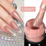 Lianfudai  7ml Nude Pink Glitter Rubber Base Gel Polish Sparking Sequins Semi Permanent Soak Off Nail Art Varnish All For Manicure