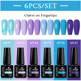 Lianfudai 6Pcs/Set Nude Color Gel Nail Polish Set Kit Spring 6 Colors UV LED Nail Art Gel Vernis Semi Permanent Base Top Coat