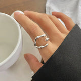 Lianfudai Simple Stainless Steel Adjustable Women's Ring Statement Jewelry for Women Designer Opening Finger Ring Wholesale Dropshipping