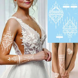 Lianfudai White Henna Lace Temporary Tattoos For Women Henna Design Stickers for Hand Hena Tattoo Waterproof Wedding Decoration