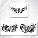 Lianfudai Herbal NO.1 Wings Letter Tatoo Sticker Lasting Fake Tattoo for Woman Man Chest Art Punk Faux Temporary Tatoo Waterproof Tatuajes